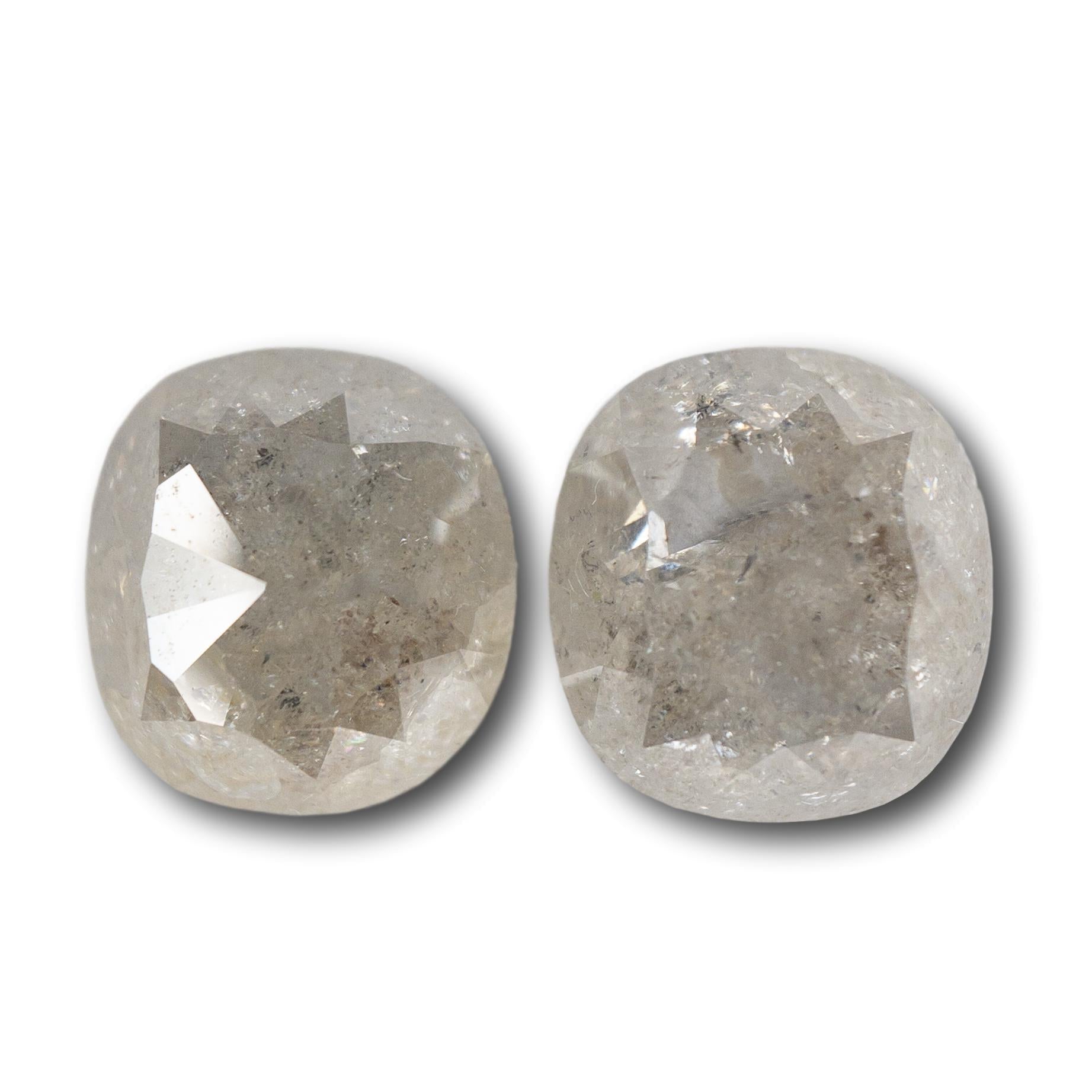 4.36cttw | Greenish Grey Cushion Matched Pair Diamonds-Modern Rustic Diamond