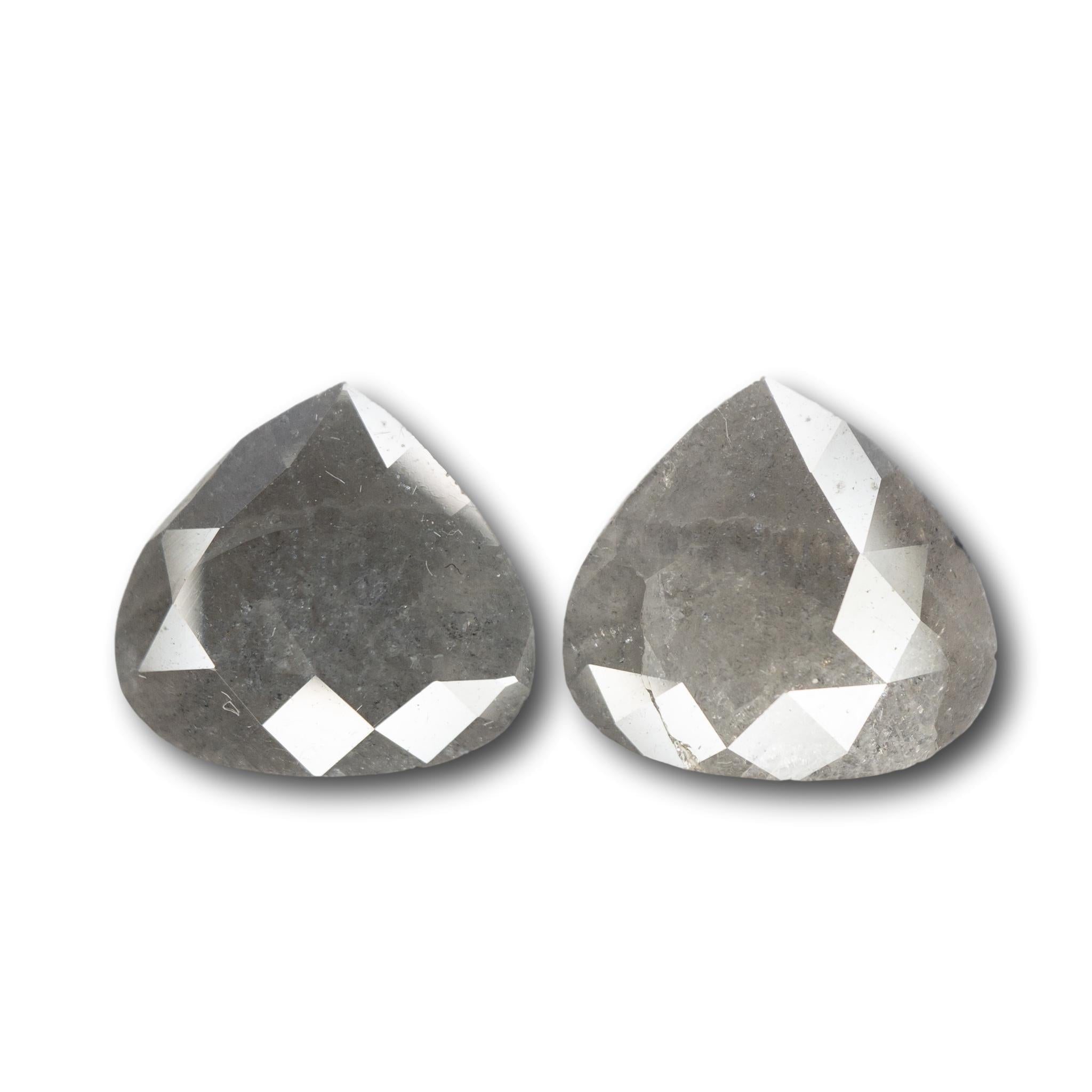 5.11cttw | Salt & Pepper Pear Matched Pair Diamonds-Modern Rustic Diamond