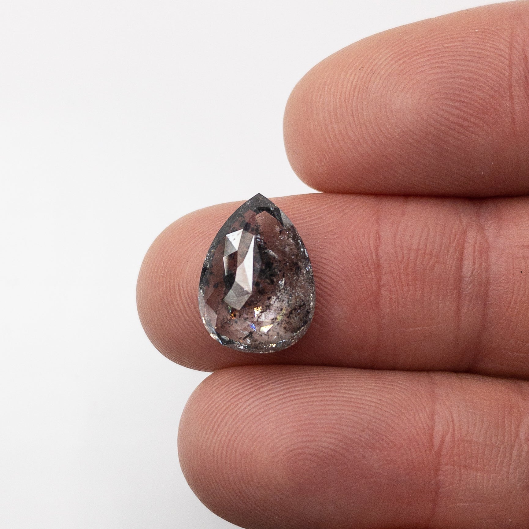 5.90ct | Salt & Pepper Pear Shape Double Sided Diamond-Modern Rustic Diamond