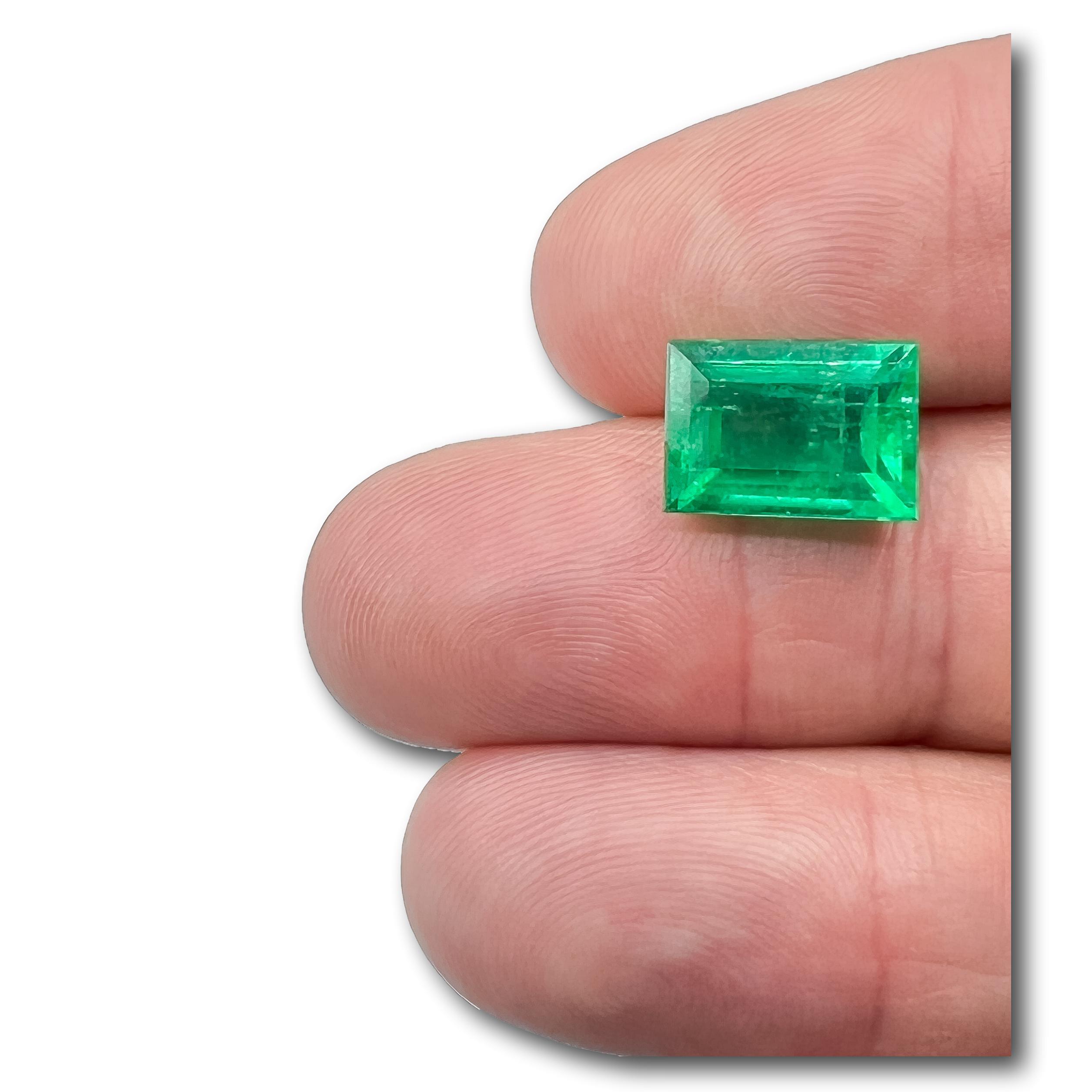 6.20ct | Step Cut Baguette Shape Muzo Origin Emerald (GIA)-Modern Rustic Diamond