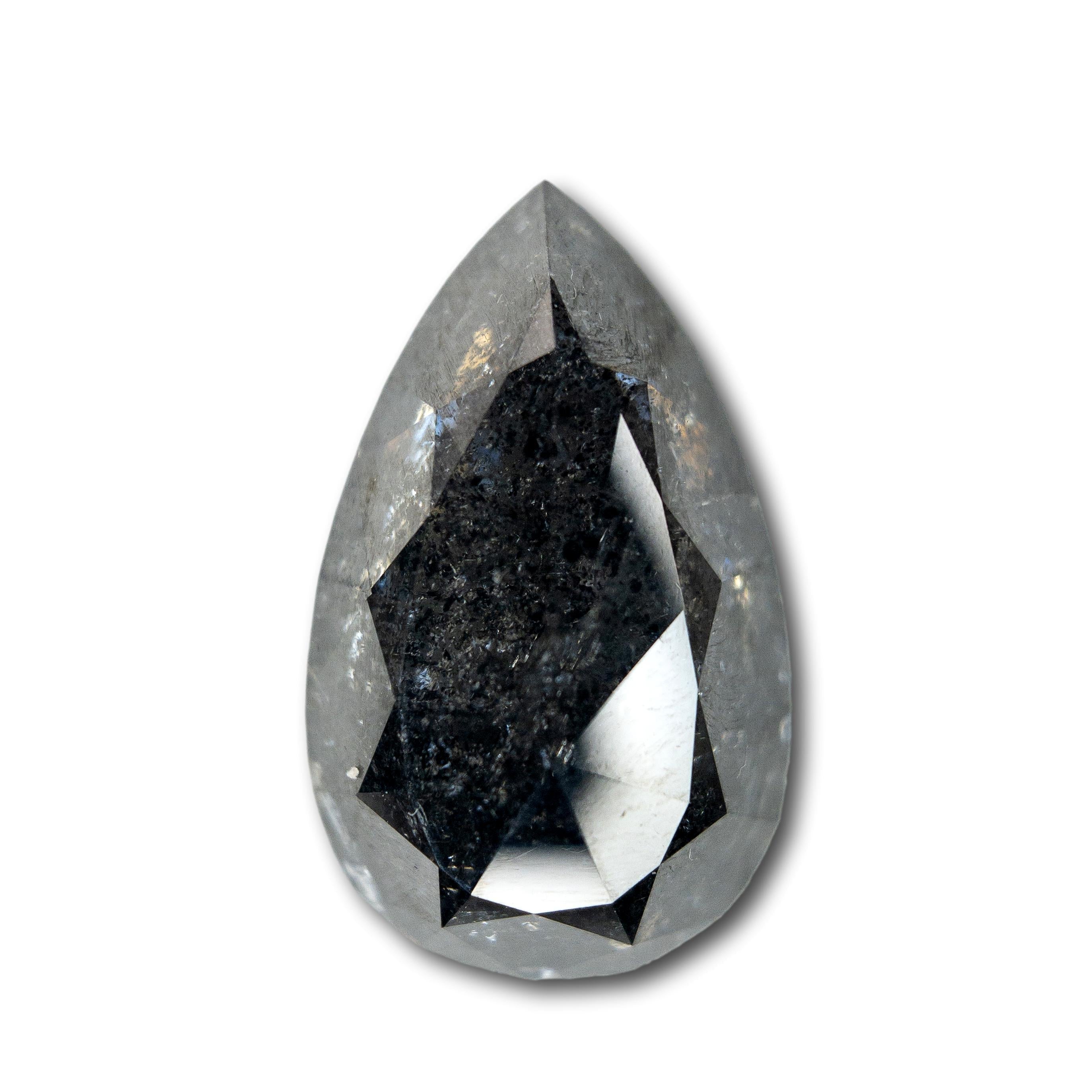 6.78ct | Salt & Pepper Pear Shape Diamond-Modern Rustic Diamond