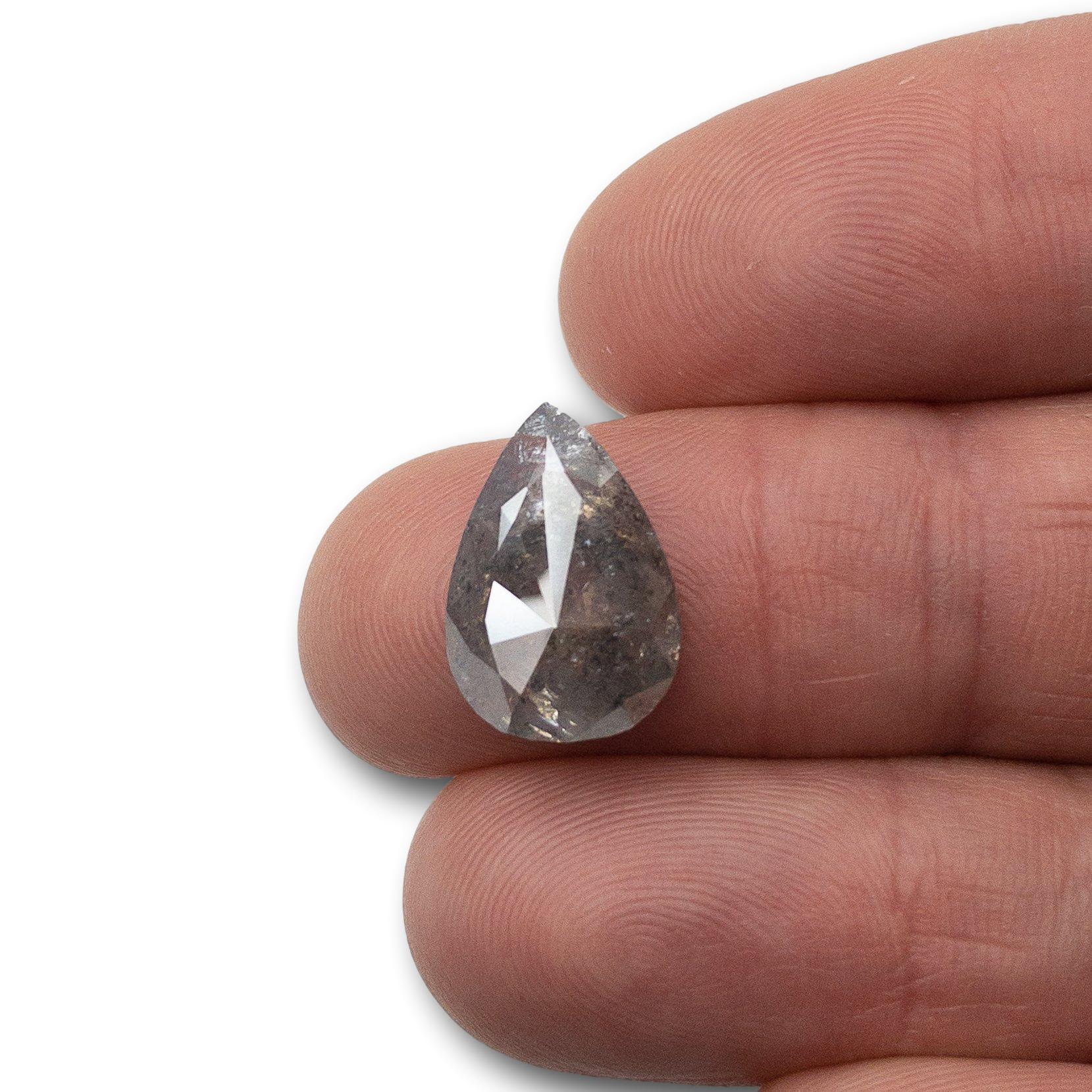 6.96ct | Salt & Pepper Pear Shape Diamond-Modern Rustic Diamond