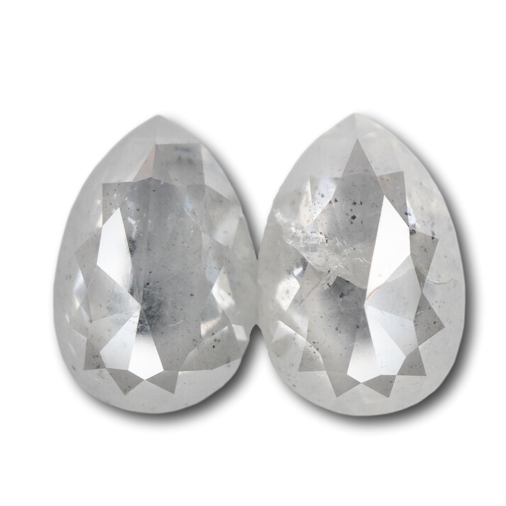 7.52cttw | Opaque Pear Shape Matched Pair Diamonds-Modern Rustic Diamond