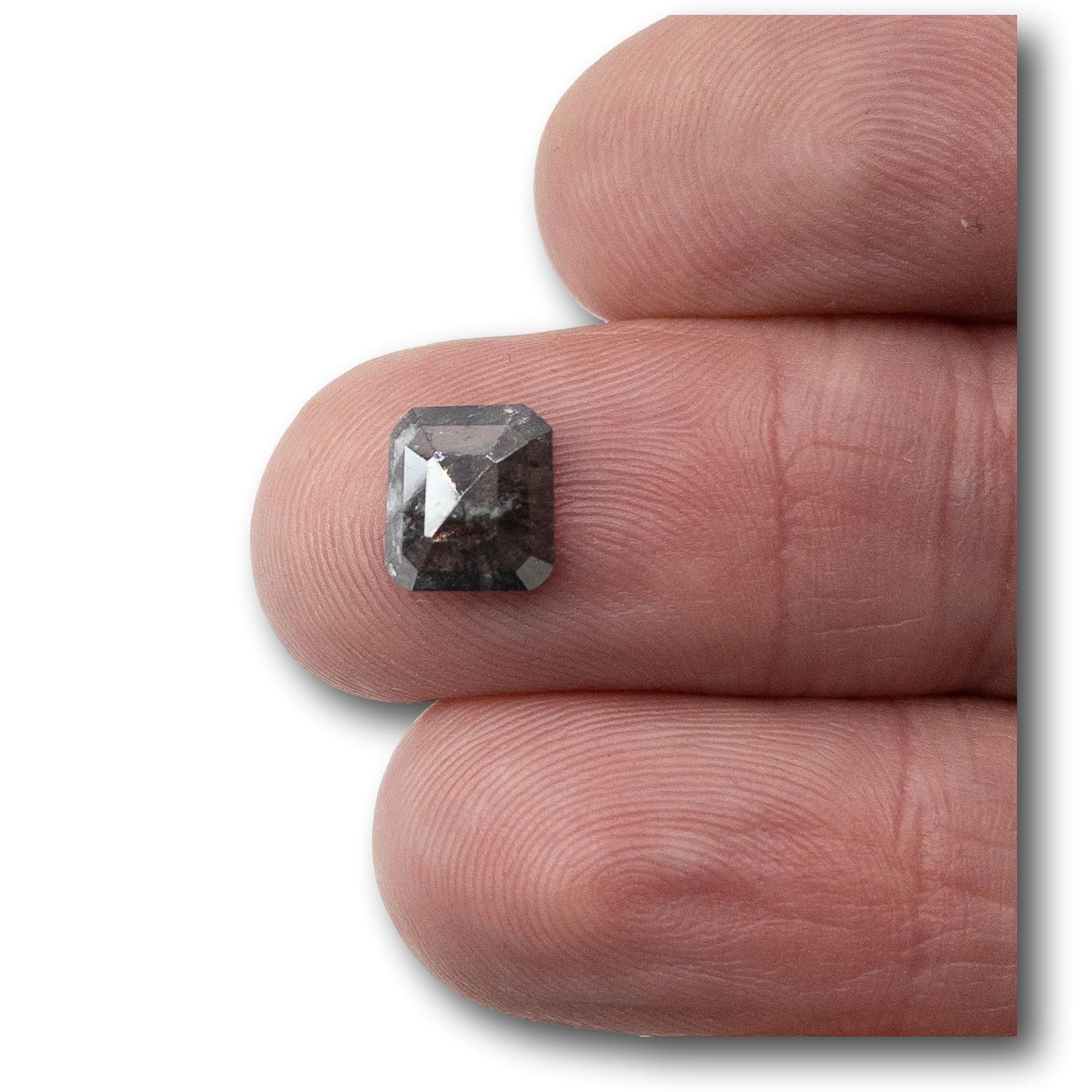 1.63ct | Salt & Pepper Cushion Shape Diamond-Modern Rustic Diamond