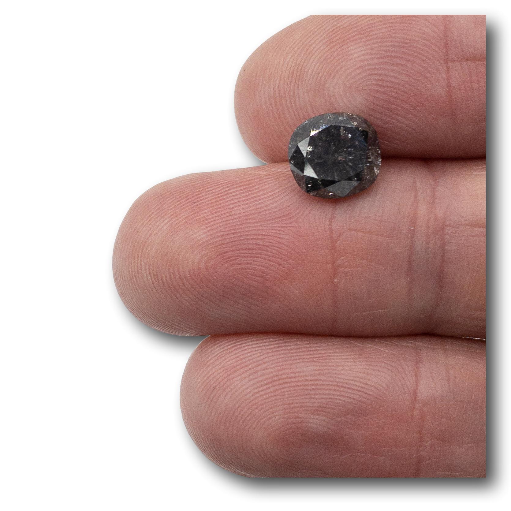 3.04ct | Salt & Pepper Cushion Shape Diamond-Modern Rustic Diamond