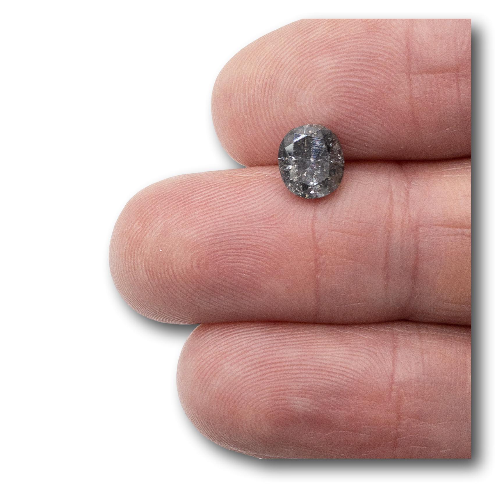 1.72ct | Salt & Pepper Oval Shape Diamond-Modern Rustic Diamond