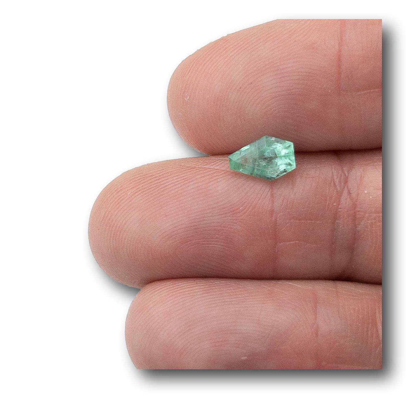 0.98ct | Step Cut Shield Shape Muzo Origin Emerald