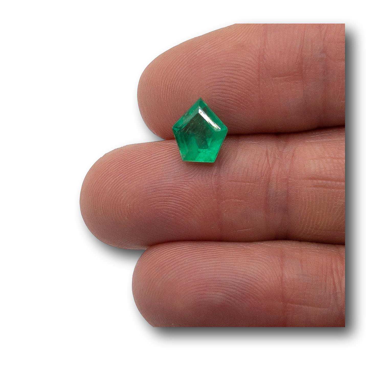 2.21ct | Step Cut Shield Shape Muzo Origin Emerald