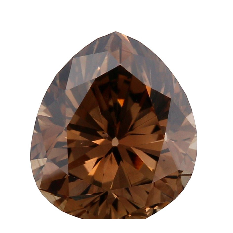 0.92ct | VS1 Fancy Deep Orange Brown Pear Shape Diamond-Modern Rustic Diamond